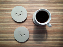 Load image into Gallery viewer, Cute Happy Coaster Set - 4 Smiley Face Concrete Drink Coasters - Rootshell Planters
